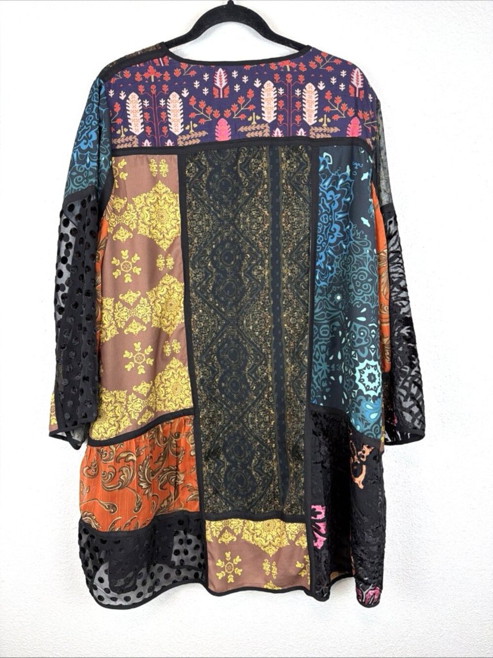 Soft Surroundings Adassa Tunic Womens 1X Patchwork Velvet Sequin Boho Chic - Picture 4 of 10